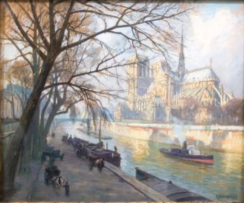 Il fiume e la Cattedrale di Notre - Dame a Parigi